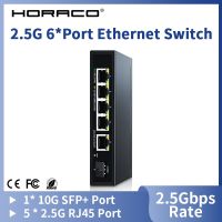 HORACO สวิตช์อีเธอร์เน็ต2.5G 5พอร์ต2500Mbps ตัวสลับเครือข่าย10G SFP Uplink ฮับแยกอินเทอร์เน็ต Mdi/mdix อัตโนมัติปลั๊กแอนด์เพลย์ J72