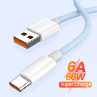 6A 66W Kabel USB Tipe C untuk Huawei P50/Honor Pengisian Cepat Kabel Pengisi Daya USB C Kabel Data Kepang Warna untuk Xiaomi Samsung 1/1.5/2M