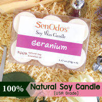 SenOdos เทียนหอม  Tealight Set Geranium Soy Candles  15 กรัม 6 ชิ้น - กลิ่นเจอร์เรเนียมแท้