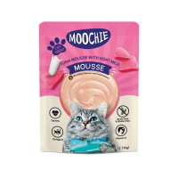 Moochie Meaty มูชี่ อาหารเปียกสำหรับลูกแมว รสไก่ ทูน่า และนมแพงผงมูส 85 g.