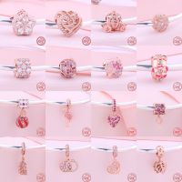 925 Silver Leaves Pavé Freehand Heart Dangle Charm Beads Fit Original Pandora Charm Bracelet Women DIY Pendant Jewelry Wholesale