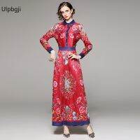 European and American Fashion All-Match Waist Slimming Positioning Printed Dress