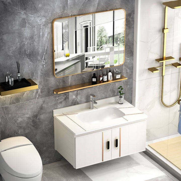 Slate integrated basin space aluminum bathroom cabinet combination ...