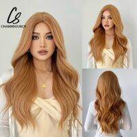 CharmSource Synthetic Wigs Light Brown Long Wave Hair Natural Midpoint for Woman Daily Party Cosplay Wig  Hair Extensions Pads