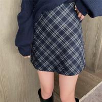 HOUZHOU Vintage Plaid Mini Skirt for Women Korean Fashion Elegant High Waist Slim A-line Short Skirt Harajuku Streetwear Autumn