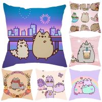 【CW】ﺴ۞  45x45CM Kawaii Chubby Cartoon Lazy Cats Throw Pillowcase Room Sofa Car Waist Cushion Covers