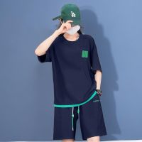 【hot seller】 [First order direct drop] summer short-sleeved t-shirt set a of boys trendy handsome casual suit students two pieces