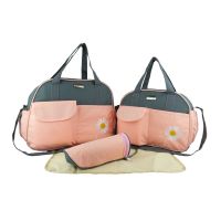 4Pcs/Set Nappy Diaper Bag Mummy Large Capacity Stroller Bag Mom Baby Multi-Function Waterproof Outdoor Travel Tote Bag