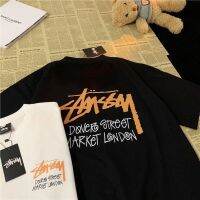 2023 FOR☏✙ 100 pure cotton stu west/Stussy basic European popular logo short-sleeved t-shirts leisure loose women and men