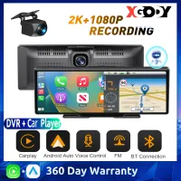 XGODY 10.26 นิ้วIPSหน้าจอสัมผัสรถDVR Playerเลนส์คู่ 2.5Kกล้องหน้าและ 1080Pกล้องหลังรองรับCarPlay Android Auto FMบลูทูธควบคุมเสียง