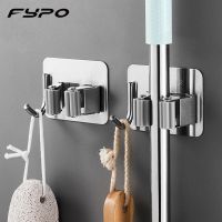 Stainless Steel Hooks Adhesive Multi-Purpose Hooks Wall Mounted Mop Organizer Broom Mop Clip Holder Kitchen bathroom Strong Hook Picture Hangers Hooks