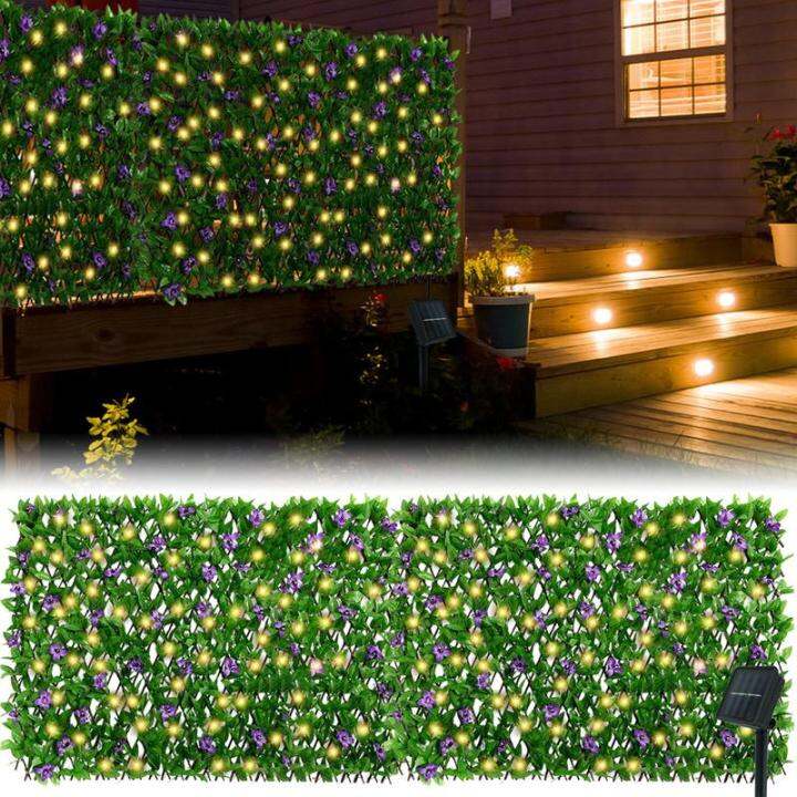 Expandable Artificial Fake Ivy Leaf Fence with Solar Light String