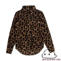 BღBღFashion Women V Neck Cotton Leopard Print Pullover Long Sleeve Blouse Top