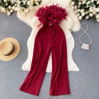 Feathers ฤดูร้อนหลวมสบายๆแฟชั่นกางเกง Romper Jumpsuit ผู้หญิงสุภาพสตรีเซ็กซี่เสื้อผ้า Bodycon Jumpsuits Dropshipping