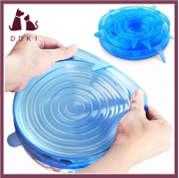 DDK1 ชุดฝาซิลิโคน 6 ชิ้น ฝาซิลิโคน 6ชิ้น ฝาครอบซิลิโคน ฝาปิดซิลิโคน Stretch Silicone Lids (สีฟ้า)