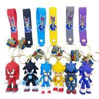 Sonics Anime Figures Sonic Shadow Knuckles PVC Anime Keychains Bags Keyrings Charms Accessories Kids Toys Christmas Gifts