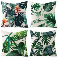 Set of 4 Outdoor Cushions for Garden Furniture Garden Cushions Linen Green Cushion Covers 18X18Inch Sofa Pillows Cover