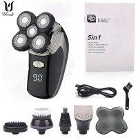 ZZOOI Rechargeable Electric Shaver Five Floating Heads Hair Clipper Nose Ear Trimmer Men Facial Cleaning Brush 5 in 1   1h