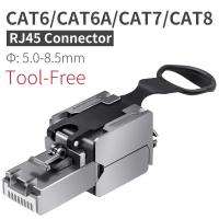 【Factory-direct】 Smart Automation เครื่องมือฟรีสังกะสีโลหะผสมป้องกัน8P8C RJ45 Connector ใช้งานร่วมกับ Cat6/Cat6A/Cat7/Cat8การสิ้นสุดปลั๊กสำหรับ Ethernet