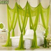 【LZ】﹍♦▪  NEW Green Mosquito Net Sexy Queen/King Bed Grace  Elastic Canopy Home Prevent Insect Four Door Simple Square Black Outdoor Net