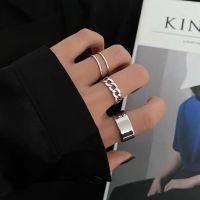2021 Fashion Simple Hip Hop Design Silver Ring Retro Ring Set for Women Korean Ring Jewelry Gift
