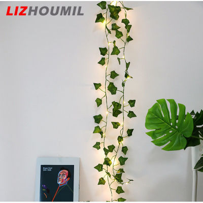 LIZHOUMIL พืชเทียม LED หลอดไฟประดับแบบสายใบเมเปิ้ลสีเขียวพวงมาลัยโคมไฟแบตเตอรี่ DIY โคมไฟแขวน