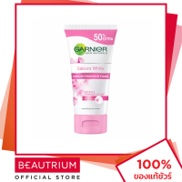 GARNIER Skin Naturals Sakura White Pinkish Foam ผลิตภัณฑ์ทำความสะอาดผิวหน้า 150ml BEAUTRIUM บิวเทรี่ยม การ์นิเย่