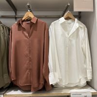 Uniqlo Sanlitun new womens satin shirt long-sleeved shirt casual loose commuting interview top 461887