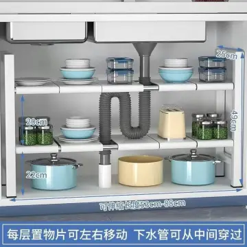 Retractable Kitchen Tiered Shelf Cabinet Partition Desktop