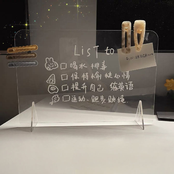 sanwood-ไม้พาย-กระดานอะคริลิคมั่นคงเรียบง่ายใสข้อความกระดานบันทึกเขียนบันทึกเครื่องมือลบได้สำหรับ-home-แผ่นโน้ตใช้งานได้จริง