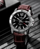 Win Watch shop Casio รุ่น MTP-VD01L-1B นาฬิกาข้อมือผู้ชายสายหนัง สีน้ำตาล หน้าปัดดำ - มั่นใจ ของแท้ 100% รับประกันสินค้า1 ปีเต็ม (ส่งฟรี เคอรี่)