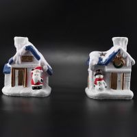 Christmas LED Light Snow House Village Luminous Christmas Ornament Figurine Crafts Xmas Decor