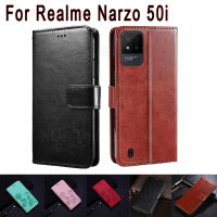ↂ✆☼ Flip Wallet Leather Cover For Realme Narzo 50i Case RMX3231 Phone Protective Shell Book For Realme Narzo50i Case Hoesje Coque