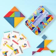 3D hoa văn bằng gỗ đồng chơi ghép hình động vật đầy màu sắc Tangram đồ