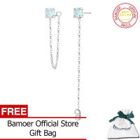 BAMOER 925เงินสเตอร์ลิงห่วงโซ่โอปอลต่างหูผู้หญิงยาวพู่ต่างหูไม่สมมาตร Bijoux เครื่องประดับของขวัญแต่งงาน BSE637