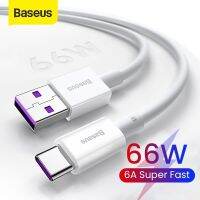 Baseus 1M/2M 6A USB C ประเภทสายเคเบิล C สาย66W Fast Charging สำหรับ Huawei P40 P40 Pro Mate40 USB C โทรศัพท์สายชาร์จประเภท C สายเคเบิล