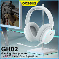 Baseus หูฟังพร้อมไมโครโฟนสำหรับเล่นเกม GH02 5.3บลูทูธหูฟังเกิน40Mm 2.4G/Wireless/AUX 3.5สายเคเบิล Mm ชุดหูฟัง RGB