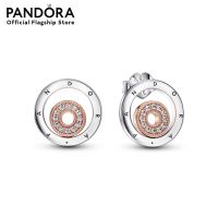 Pandora Multimetal Logo Earring  with CZ เครื่องประดับ ต่างหู ต่างหูโรสโกลด์ ต่างหูสีโรสโกลด์ โรสโกลด์ ต่างหูแพนดอร่า แพนดอร่า