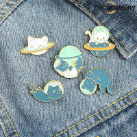 เข็มกลัดสัตว์น่ารัก Planet Space Kitten Badge Cat Pin สำหรับ Lapel Shirt Bag เครื่องประดับ Gift For Friends