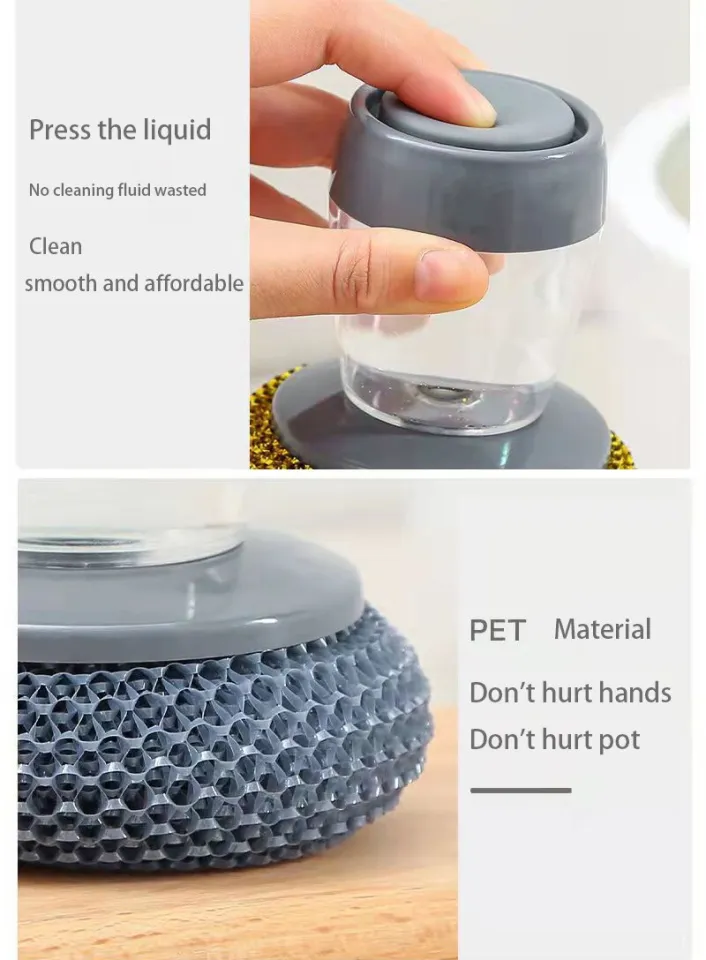 Multifunctional Pressing Cleaning Brush Built-in Liquid Storage Tank  Kitchen durable Multifunctional Pressing Cleaning Brush Built-in Liquid  Storage Pressing Multifunctional Dishwashing Pot Pet 