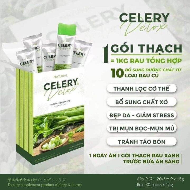 Thạch rau cần tây Natural Celery & Detox của Nhật Full hộp 20 gói Lazada.vn