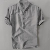 ●✥ Mens Blouse Cotton Shirt Loose Short Sleeve Thin And Breathable Handsome Shirts