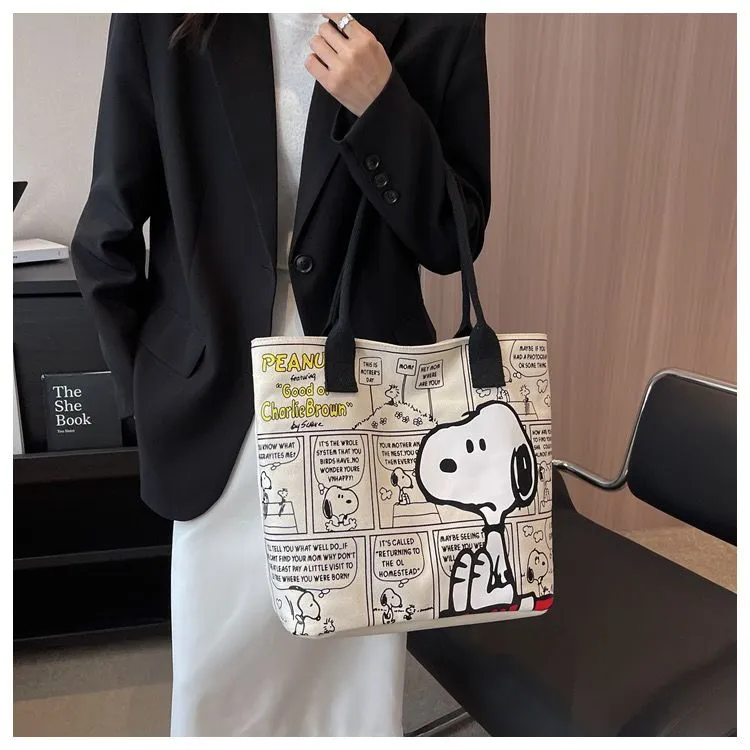 Japanese Fashion Peanuts Snoopy Handle Bags For Women 2023 High