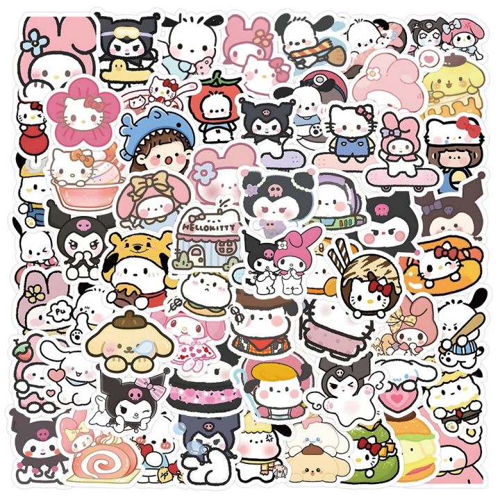 【HBESTY】 100Pcs/Set Cartoon Sanrio Stickers Hello Kitty Cinnamoroll ...