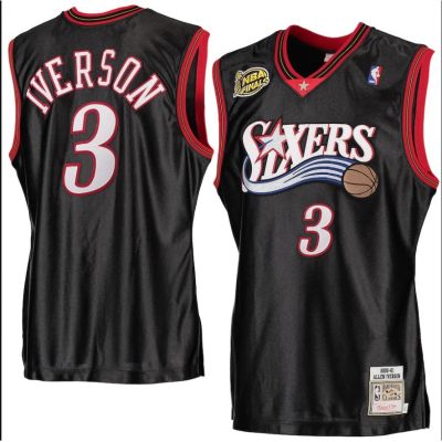เสื้อผ้าบาสเกตบอลคุณภาพสูง KOR NBA Sixers 3 Allen Iverson Old School Basketball Jersey Full Sublimation 3D Vest Summer Fanwear
