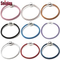 Seialoy Cartoon Single Loop Woven Leather Bracelet For Women Handmade Multicolor Leather Friendship Brands Bracelets Gift