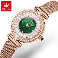 OLEVS Luxury Diamond Quartz Watch For Women Elegant Dress Analog Quartz Watch Stainless Steel Mesh Belt Waterproof Wristwatch