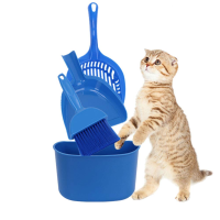 Cat Litter Shovel Cleaning Kit Dustpan Broom Garbage Perfect Scoop Holder-Cat Cleanup Kit Scoops