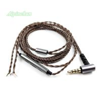 3.5mm DIY Earphone Audio Cable with Mic Controller Repair Replacement Headphone Wire Brown Color