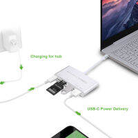 【Versatile】 USB C USB ฮับ3.1 C พร้อมเครื่องอ่านการ์ด5ใน USB-C HUB Type-C OTG USB Combo Spliter 3.0หลาย Spliter สำหรับ Macbook Air (สีเงิน)